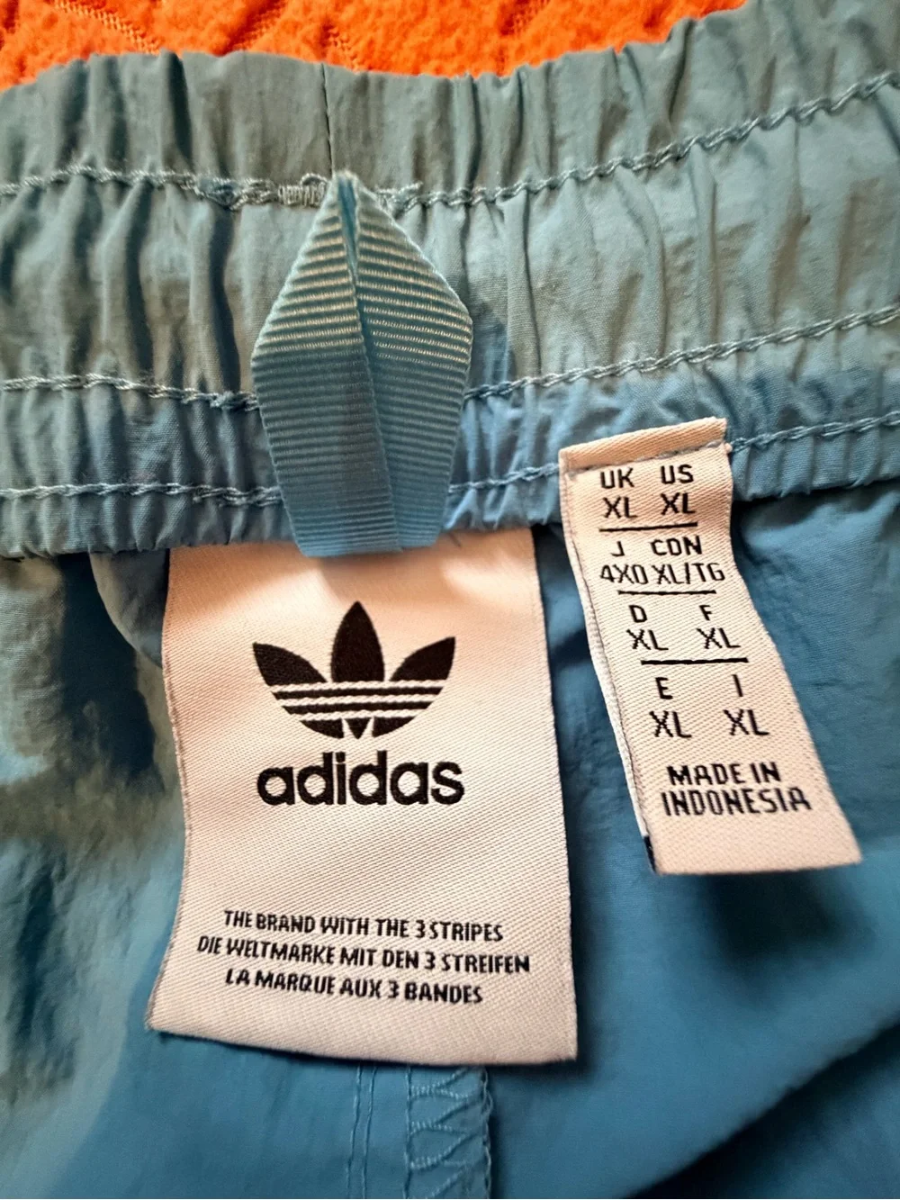 adidas Light Blue Elastic-Waist Shorts with Black Logo